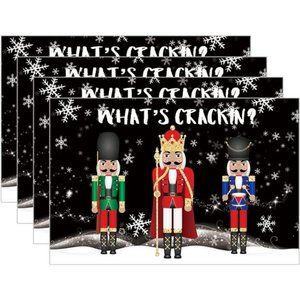 Nutcracker Placemats Christmas Decor Xmas Holiday Black Table Decorations Set 4